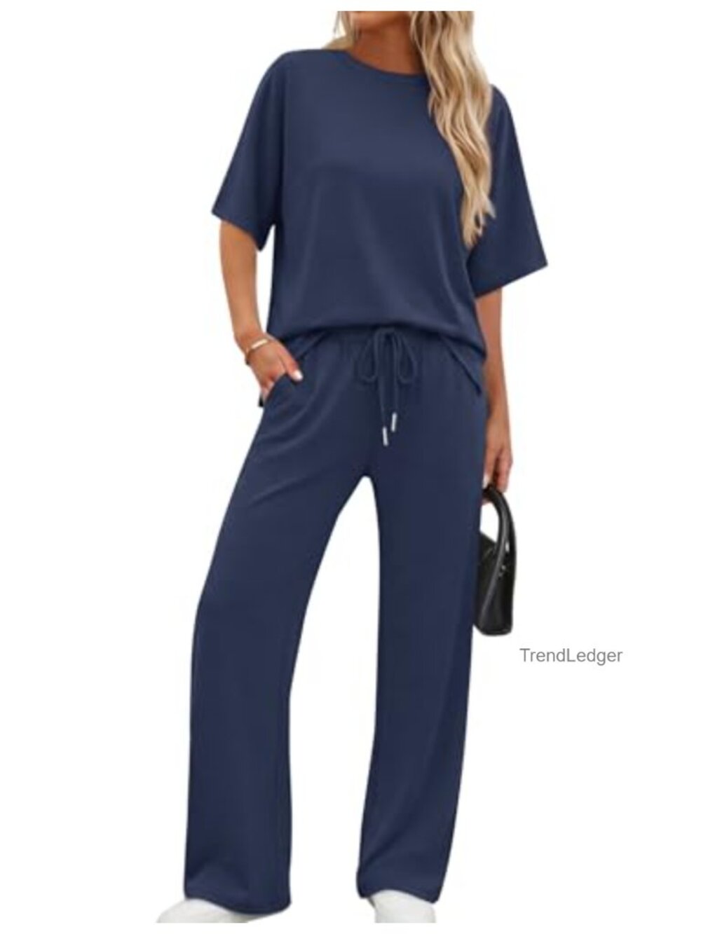 Womens 2 Piece Lounge Set Wide Leg Pants Oversized Travel Tracksuit